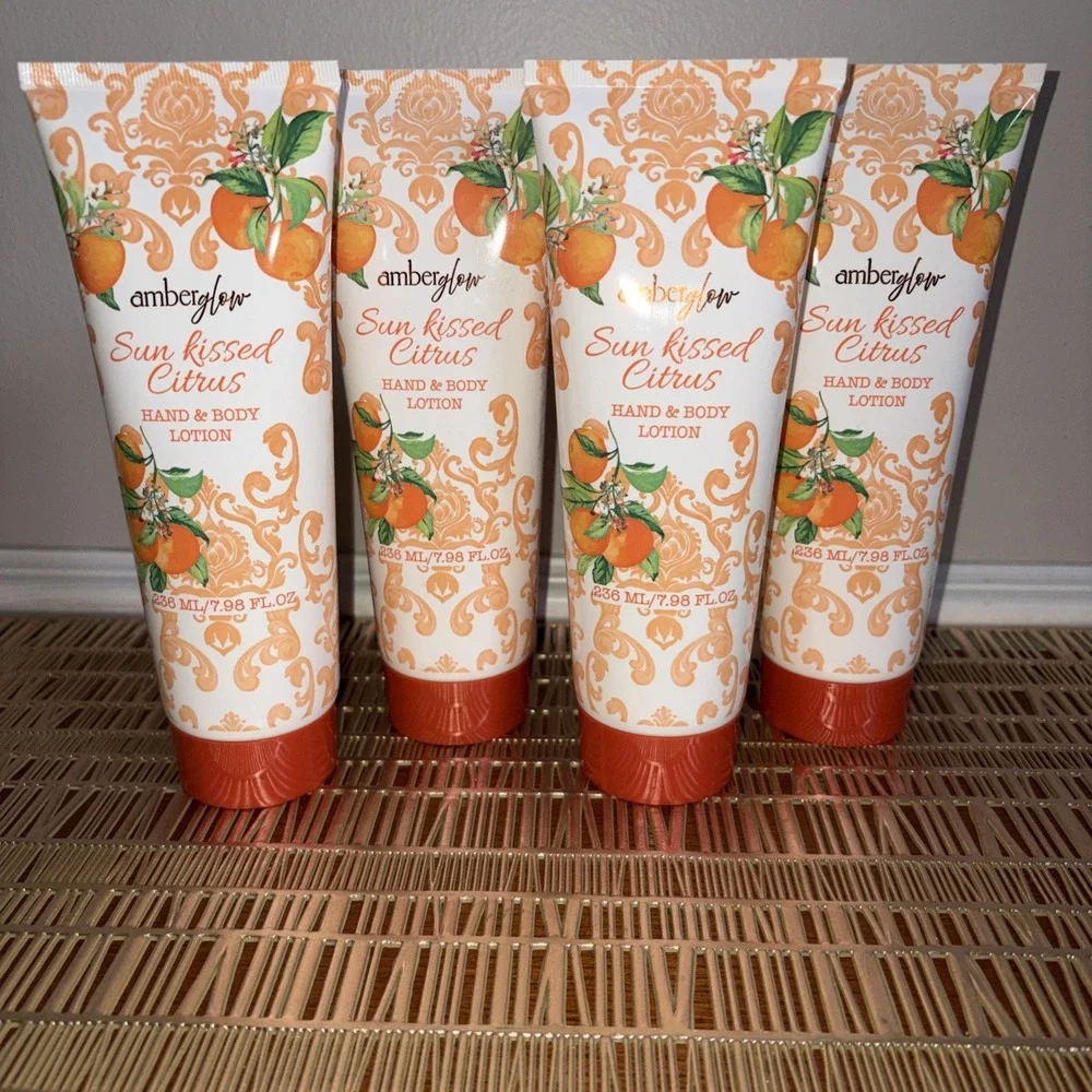 Lot of 4 Amber Glow Sun Kissed Citrus Moisturizing Hand & Body Lotion NEW
